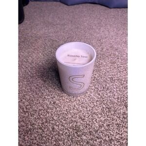 "S" Glass White Roselle Tea Scented Monogram Candle 9oz. Gift Birthday Decor New